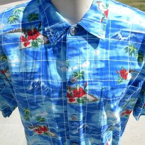 Quicksilver Hawaiian print button down shirt